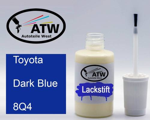 Toyota, Dark Blue, 8Q4: 20ml Lackstift, von ATW Autoteile West.